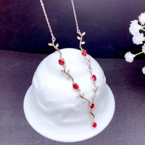 Luxury Ruby Necklace 925 Sterling Silver womens party dress includes certificate natural ruby