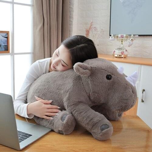 1pc 40/60cm Soft Lovely Rhinoceros Plush Pillow Kawaii Stuffed Animal Plush Toys for Children Baby Kids Appease Doll Girls Gift