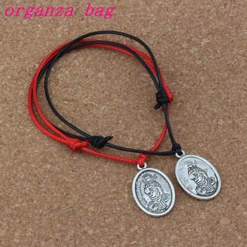 20PCS/lots ST. MARTHA Pendant Adjustable kabbalah Korea Waxed Cotton Cord Bracelets (red & black ) B-249