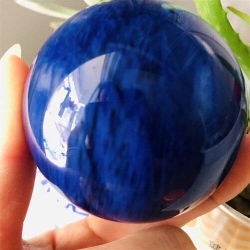 5-6cm natural quartz crystal blue melting crystal ball handicraft living room decoration+ wood bracket