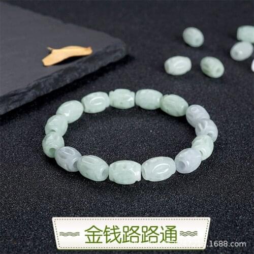 5PC Natural jade Emerald Hollow money beads Accessories DIY Bangle Charm Jewellery Fashion Hand-Carved man woman Luck Amulet