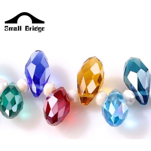 6*12 Mm Czech Blue Clear Crystal Teardrop Beads for Jewelry Hair Accessories Diy Briolette Perles Loose Facedet Glass Beads Z092