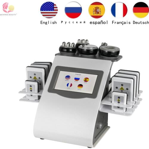 2021 New Arrival 6 In 1 40K Ultrasonic Cavitation Vacuum Radio Frequency Laser 8 Pads Lipo Laser Slimming Machine for Home Use