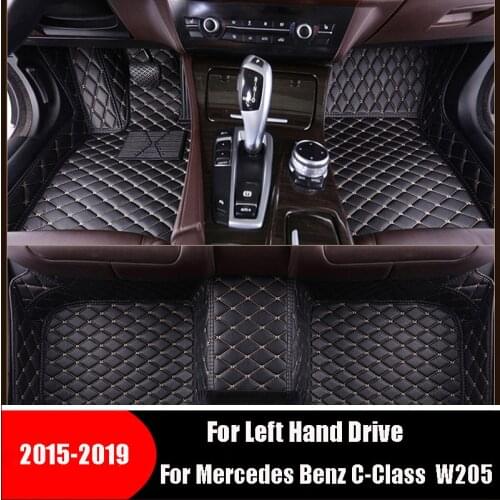 Car Floor Mats For Mercedes Benz C-Class C class W205 2019 2018 2017 2016 2015 Leather Rugs Carpets Accessories