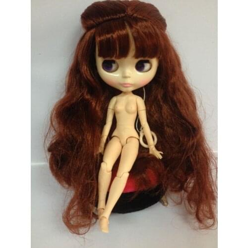 Free shipping Wine red long Hair joint body Nude Doll,Factory doll ,Fashion doll Suitable For DIY Change BJD Toy For Girls