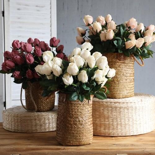 9 Heads Rose Bouquet Artificial Flowers Silk Flowers For Home Decoration Valentines Day Wedding Bouquet Decoration Fake Flowers