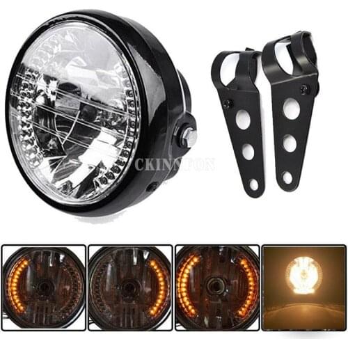 DHL 10PCS 7" Motorcycle Bike Headlight LED Turn Signal Light Black Bracket Mount (Size: 35W)