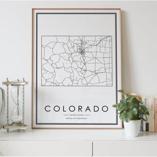 COLORADO state Road map Nordic Living Room Decoration Canvas Poster Modern Home Decor Art Print Painting