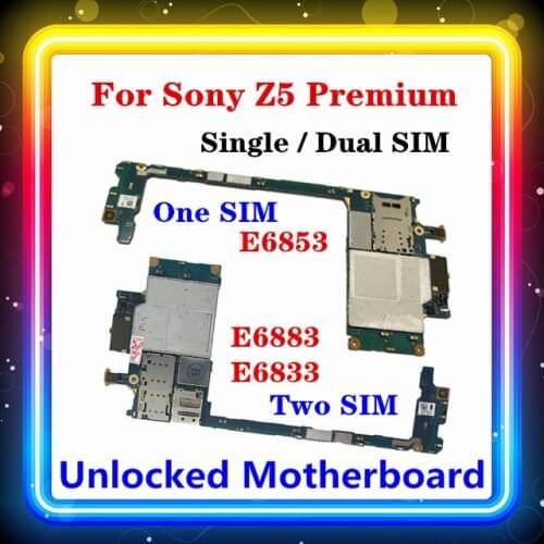 E6883 Motherboard For Sony Xperia Z5 Premium E6883 E6833 E6853 Motherboard With Chip Single/dual SIM Test Logic Board