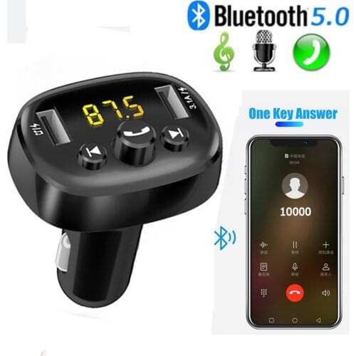 Bluetooth 5.0 FM Transmitter Car Kit MP3 Modulator Player Wireless Handsfree Audio Receiver Dual USB Fast Charger 3.1A USB AUX