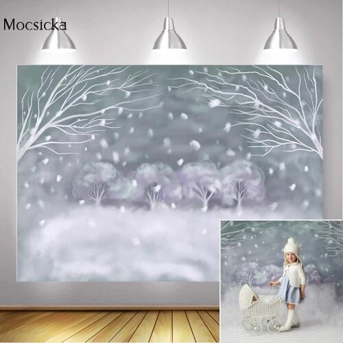Christmas Snowflake Backdrop Photography Hand Painted Winter Wonderland Children Portrait Background Oil Painting Photocall