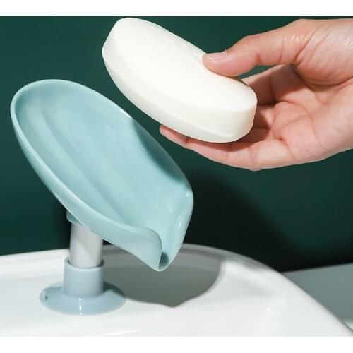 Soap Box Sink Soap Drain Holder Tray Aluminum Creative Sponge Cleaning Brush Drying Case Bathroom Leaf Shape Rack