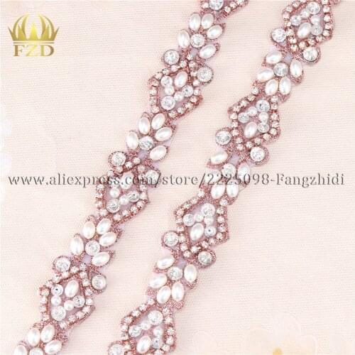 FZD 30 Yard Sewing On Hot Fix Crystal Rhinestone Applique and Trimming Bridal Dresses or Sash For Wedding Dress FA-1075