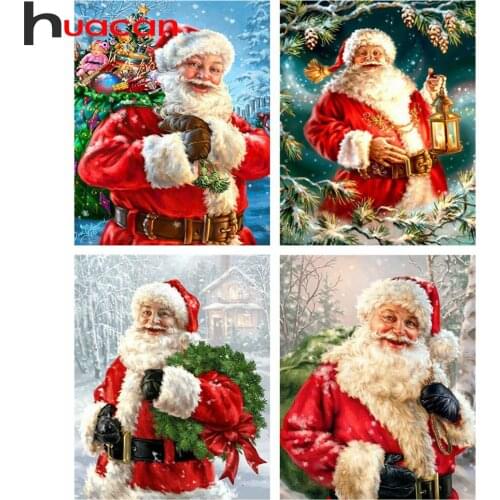 Huacan Full Square/Round Diamond Painting Santa Claus Diamond Mosaic Embroidery Christmas Paintings For Interior Home Decor