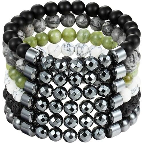 JAAFAR 2018 Charm Black Lava Healing Bracelet Mens Balance Beads Aura Buddha Prayer Natural Stone Yoga Bracelet for Women