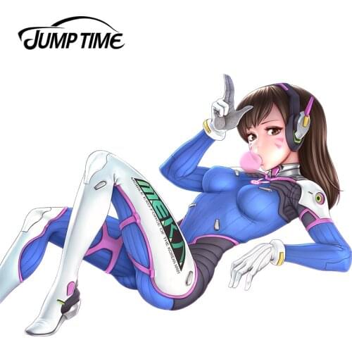 JumpTime 13cm x 9.7cm Sexy Beauty JDM For Overwatch - D.Va (Hana Song) Car Stickers Vinyl Car Windows Bumper Accessories Decals