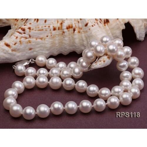 Unique Pearls jewellery Stone Natural Pearl Jewellery Set For Women Gift White 9MM Freshwater Pearl Necklace Bracelet Earrings