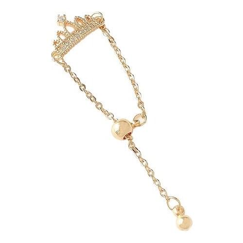 Korean Dongdaemun New Zircon Personality Fashion Crown Ring Female Long Chain Index Finger Ring Internet Celebrity Same Style
