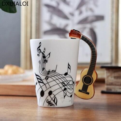 Nordic style creative ceramic electric guitar mug milk cup musical instrument note glass cup coffee cup Home Decoration gift
