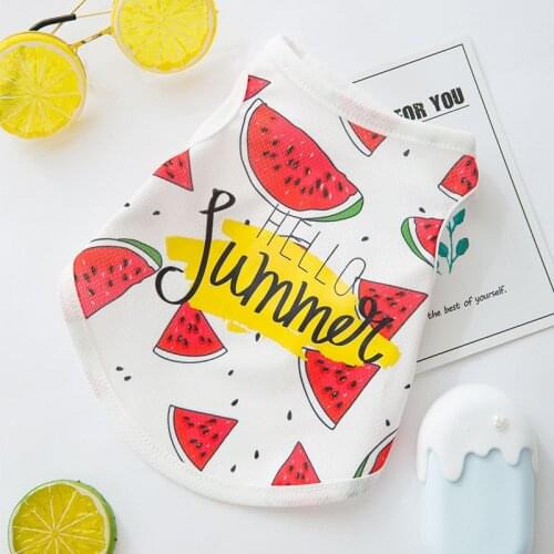 Cute Printed Summer Pets tshirt Puppy Dog Clothes Pet Cat Vest Cotton T Shirt Pug Apparel Costumes Dog Clothes for Small Dogs