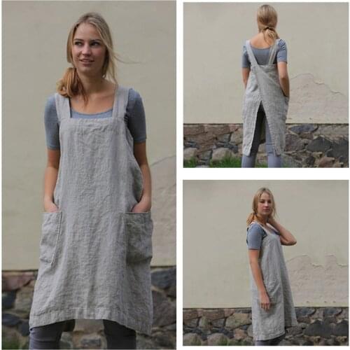 Literary Apron Florist Coffee Shop Aprons Fresh Cotton Linen Bibs for Women planter Cooking Baking Cleaning large Kitchen Aprons