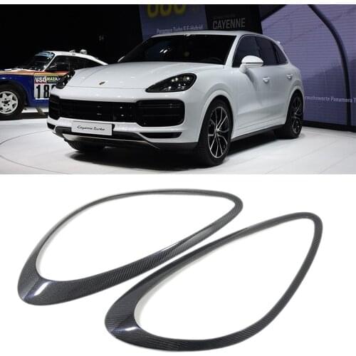 For Porsche Cayenne 958 modified carbon fiber front headlamp shade header decorative sticker