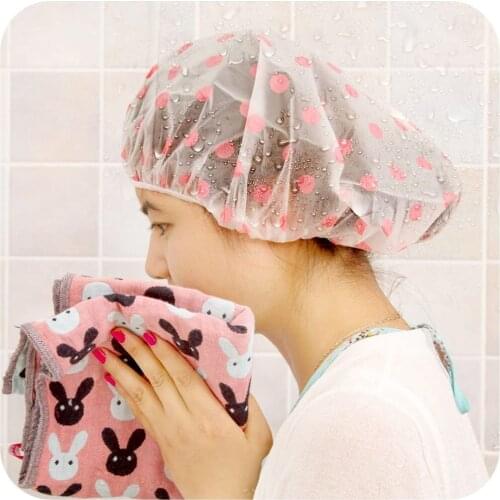 Fashionable Thick Design Hotel Shower Bathing Elastic Band Caps Hats Waterproof Shower Hat Bathroom Accessories