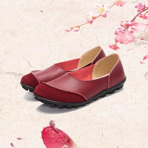 Women Real Leather Shoes Scrub Mixed colors Moccasins Mother Loafers Soft Leisure Flats Casual Female Driving Ballet Footwear