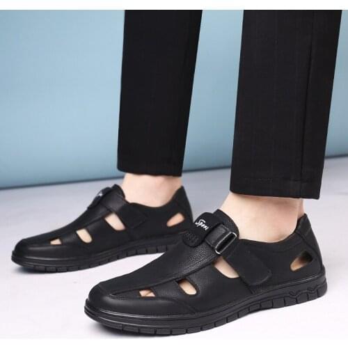 Beach summer sandals men shoes 2021 new arrival leather platform shoes man sandals hook $ loop male shoes