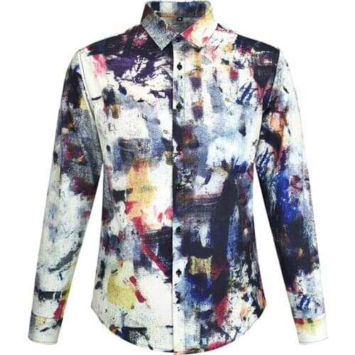 Men shirts 2020 Autumn Luxury brand Fashion Printing Apparel Comfort Tops Casual Long-Sleeve Shirts catwalk clothing Chemises