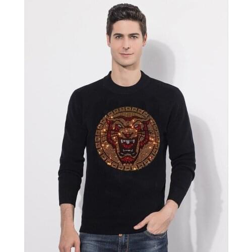 2021 Sweater Men Hot drill Pullovers New Fashion Casual Sweater Autumn Winter Warm Men Clothes Slim Fit Diamonds