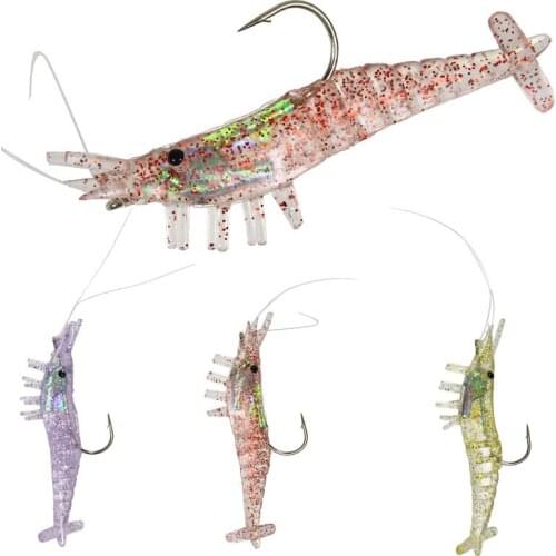 Soft fishing lure 10g/8.5cm fishing shrimp prawn lure baits river prawn fishing craws saltwater bream lures with luminous eyes