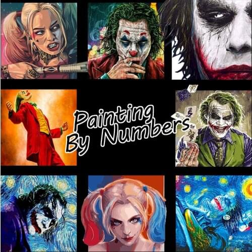 Clowns Oil Painting By Numbers For Adults On Canvas With Frame Figure Kits Acrylic Painted Wall Art Pictures DIY Home Decoration