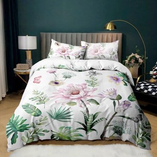 Custom 3D Print Summer Tropical Plant Flower Beding Set Pillowcase Duvet Cover Set Queen King Single Fashion Home Bedroom Decor