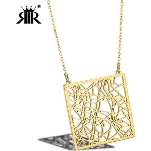 RIR Paris France City Map Necklace Your Favorite Place Hometown Jewelry Paris City On Earth Pendant Necklace For Men Women