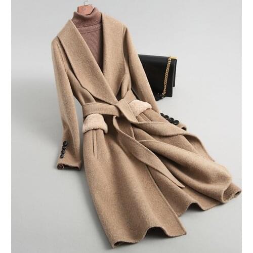 Real wool polyester coat jacket overcoat womens winter warm coat 2018 fall winter coat