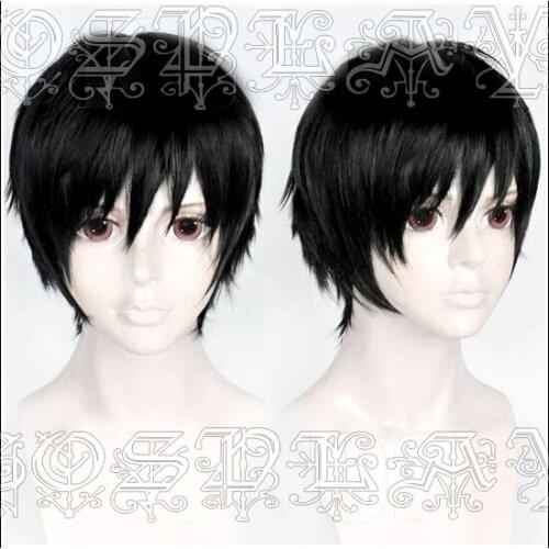 Anime Fire Force Shinra Kusakabe Cosplay Wig Short Black Heat Resistant Synthetic Hair Wigs + Wig Cap