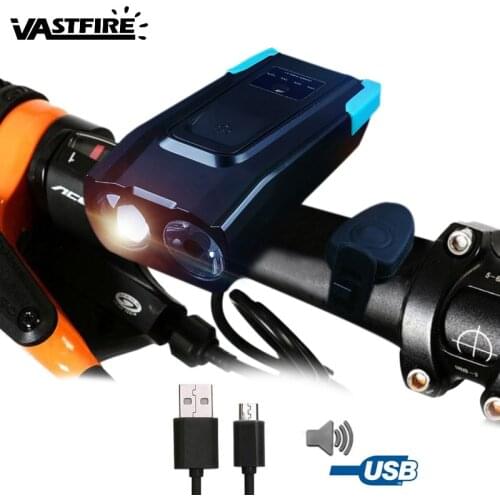 USB Rechargeable Front Bike Light 2*T6 Lamp Smart Bicycle Headlight 3 Modes MTB Cycling Flashlight with Built-in Battery