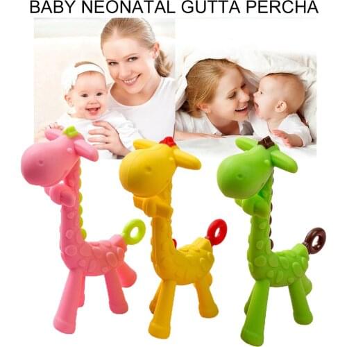 Baby Teether Animal Giraffe Shaped Kids Silicone Teether Food Grade BPA Free Teething Pendant Giraffe Chewing Toy For Kids