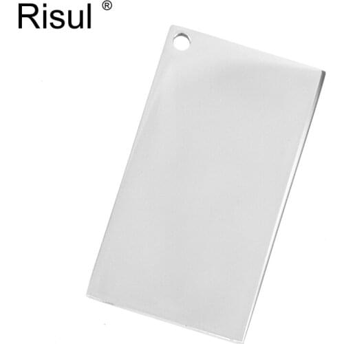 Risul 20x35mm Rectangle pendant corner Bail hole Charms blank print DIY keyring pendant polished stainless steel wholesale 50pcs
