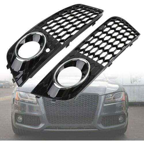 Artudatech 1 Pair Honeycomb Mesh Fog Light Open Vent Grill Intake Fit For Audi A4 B8 2009-2012 Car Exterior Accessories Parts