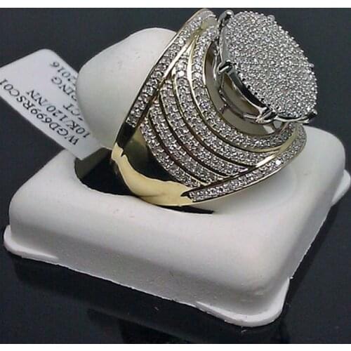 Luxury Big Round CZ Rings Gold Color Puffed Marine Micro Paved Full Cubic Zircon Bling Iced Out Ring Hiphop Mens Jewelry Z4M057