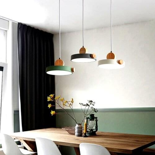 Nordic style LED bedroom study chandelier modern kitchen restaurant wooden bar lighting coffee shop hotel villa lamp