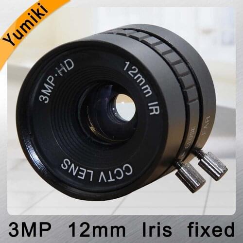 Yumiki 3MP HD 12mm 1/1.8 CCTV Lens CS mount IR Iris fixed 28.5 degree for Security IP Camera