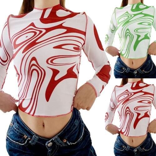 Y2k womens avocado green long-sleeved T-shirt casual basic pullover retro shirt cute T-shirt 2021 new