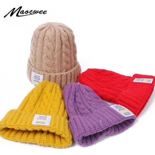 Women Wool Beanie Cap Winter Knitted Adult Casual Hat Unisex Solid Color Outdoor Keep Warm Elastic Hats Ladies Men Thick Bonnet