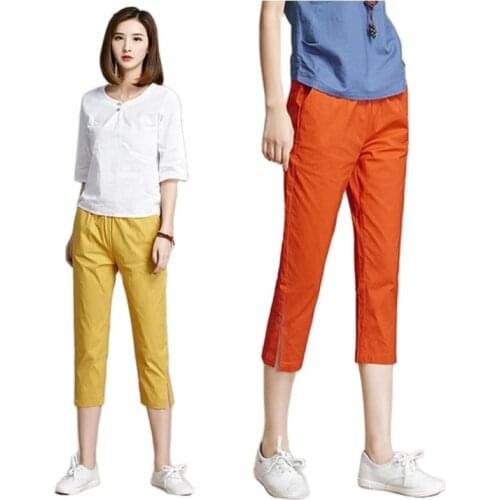 Streetwear summer 2021 womens pants female candy color high waist harem pants capris for women trousers woman Plus size