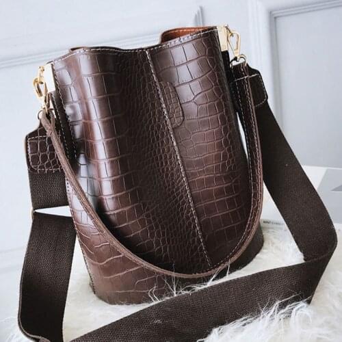Womens Handbags 2021 Crocodile Bucket Bag Women Single Shoulder Bags Crossbody Broadband Ladies Messenger Bag