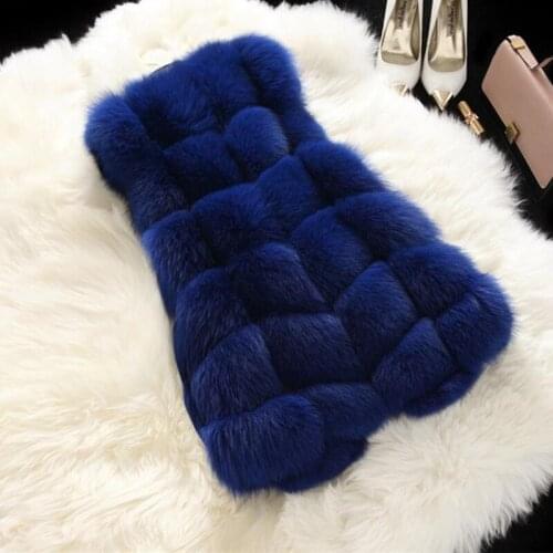 Faux Fur Vest Women Winter Fashion 2019 Long Artifical Fox Fur Vests Jacket Elegant Warm Fake Fox Fur Coats Female Ladies R428