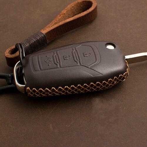 1 Pcs Genuine Leather Car Key Case Key Cover Holder Fob For Ford fusion 2014 Mondeo EVEREST Ecosport Ranger Escape Car Styling